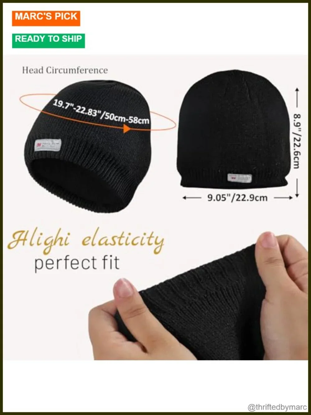 Waterproof Fleece Lined Winter Hat & Gloves Set 2 Pack Beanie for Outdoor